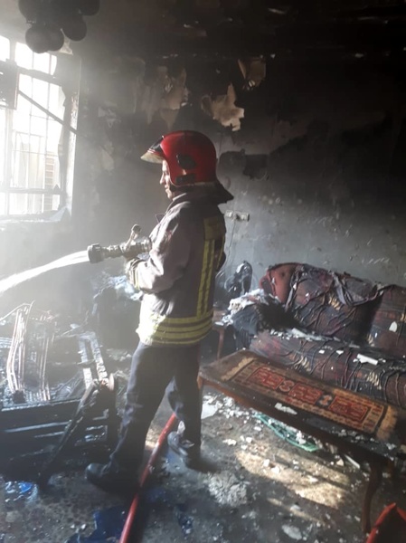 آتش سوزی منزل مسکونی در منطقه گلستان اهواز